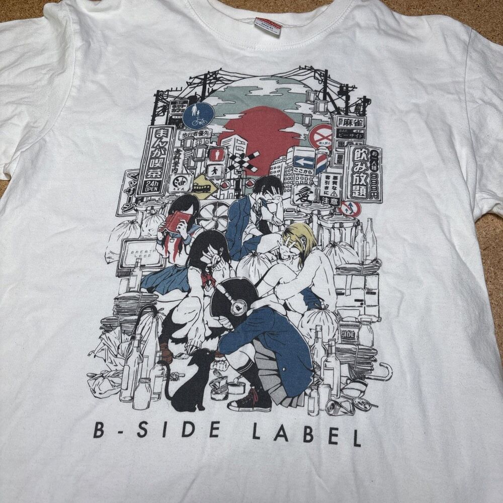 B-Side Label White Anime Piece T-shirt Medium Japan B1